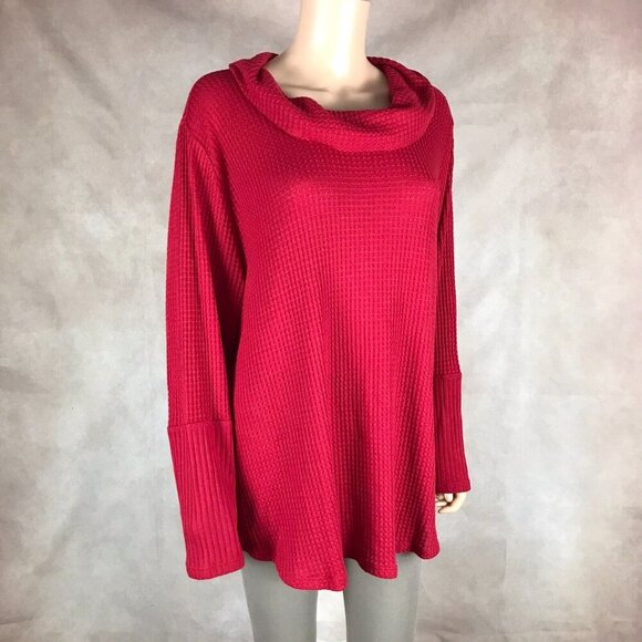 Dark Red Long Sleeve Cowl Neck Soft Thermal Top NWT 3X - Picture 5 of 10